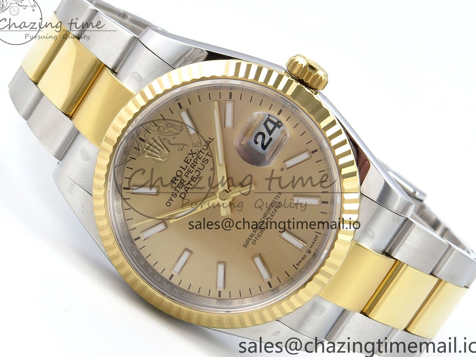 MiroTime 0418 SmartChoice DateJust 36 126233 EWEF Best Edition YG Stick Dial on SS YG Oyster Bracelet A 669